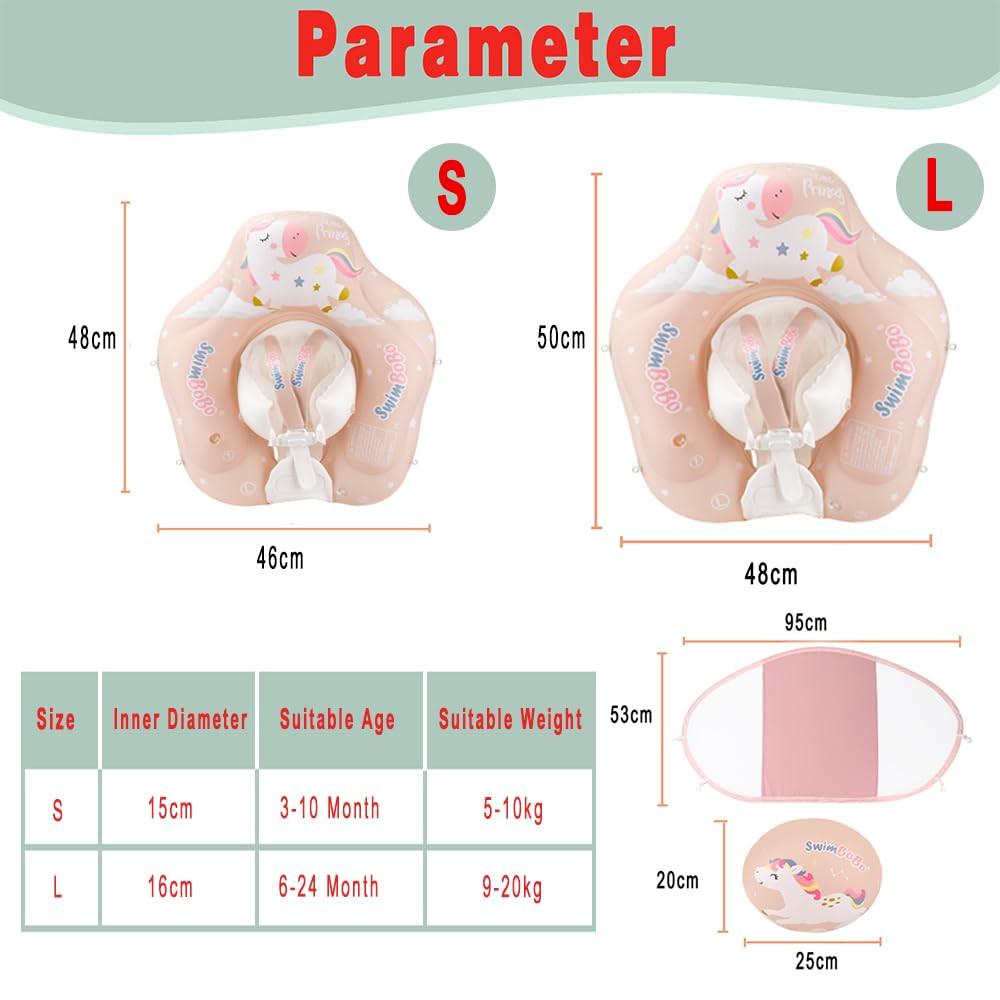 Activity-board  Baby-Schwimmring mit abnehmbarem Sonnendach, Baby-Schwimmhilfe mit Schwimmsitz, aufblasbarer Schwimmtrainer mit Anti-Kipp-Schwimmer 