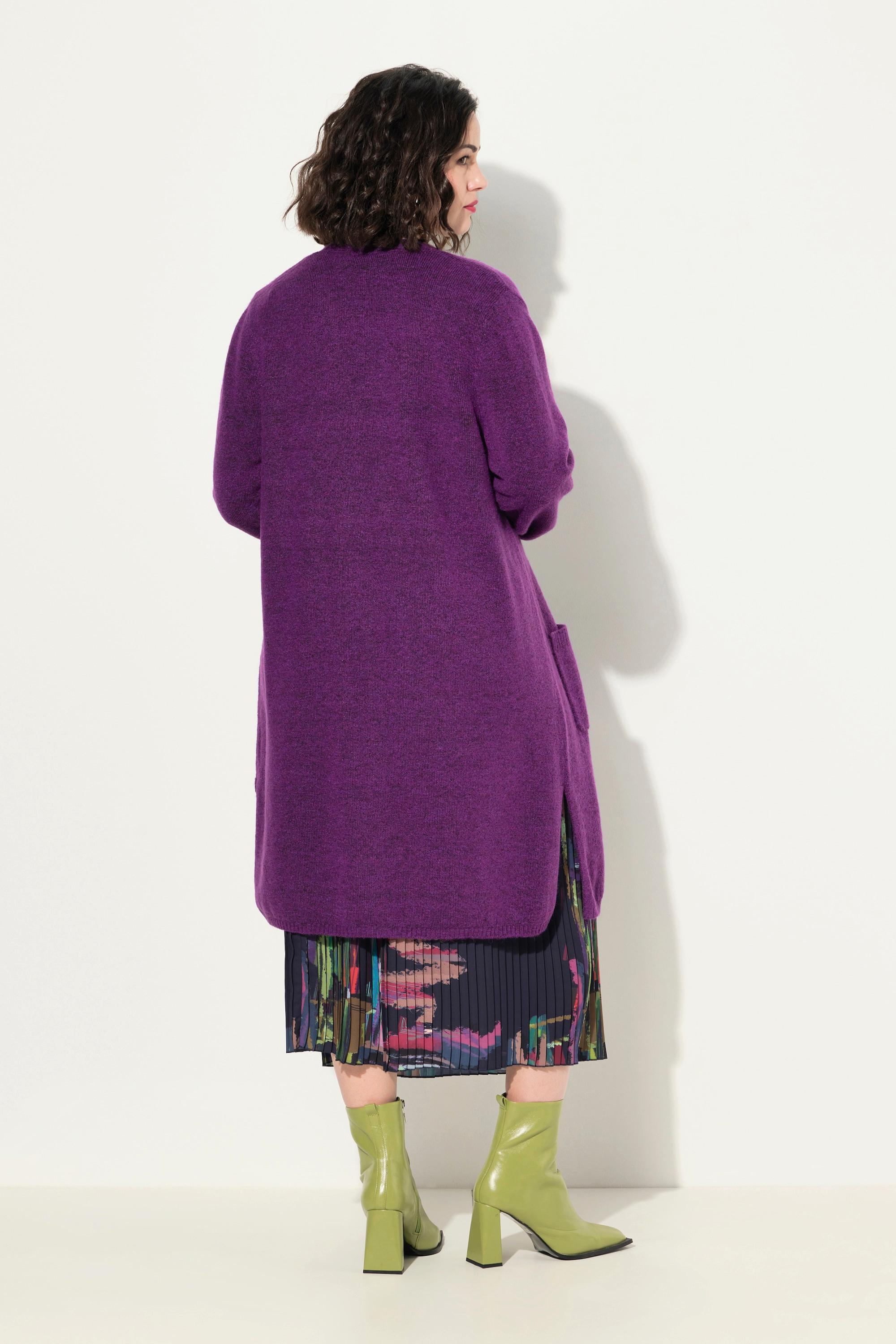 Ulla Popken Cardigan lungo stile aperto scollo a V tasche  