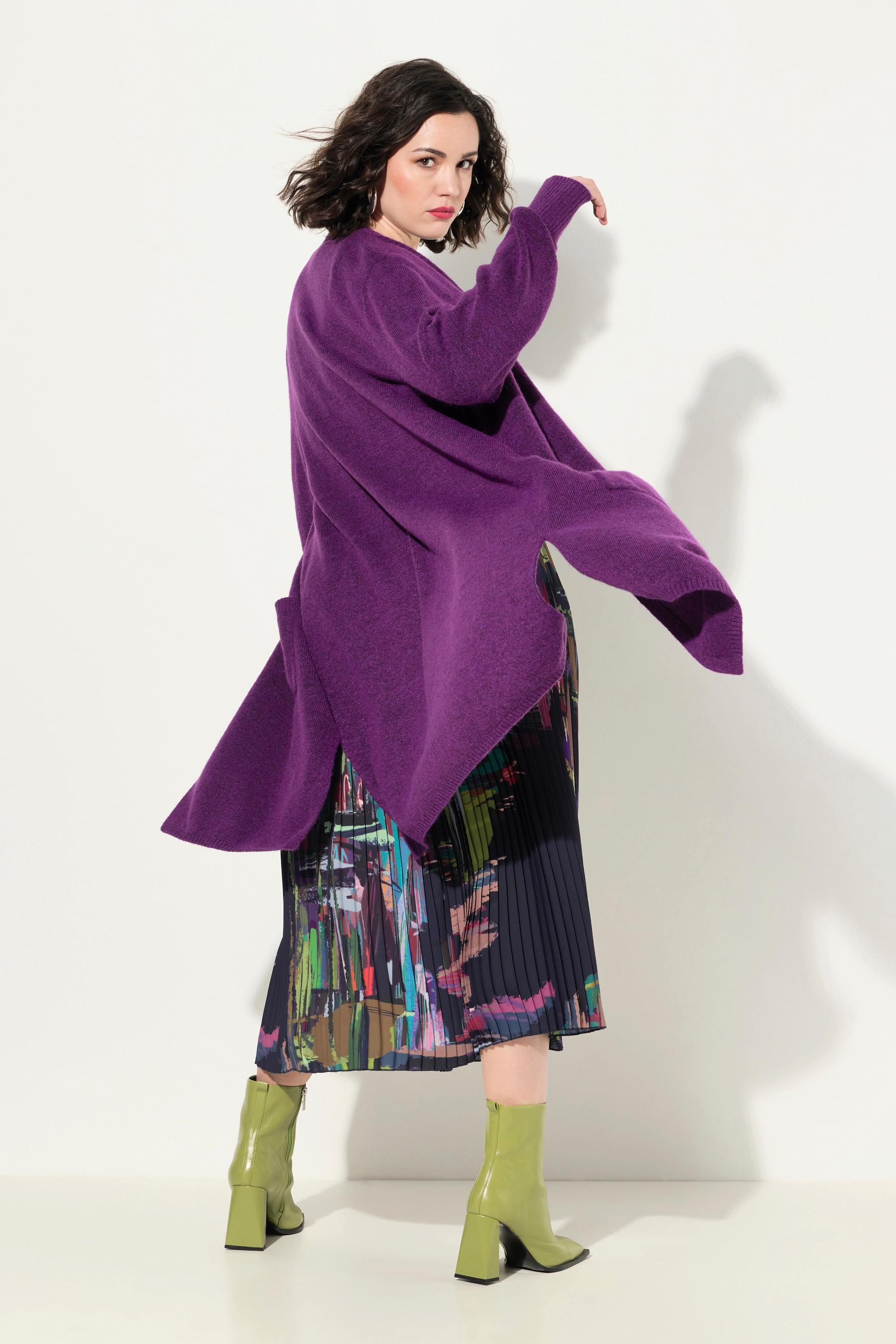 Ulla Popken Cardigan lungo stile aperto scollo a V tasche  