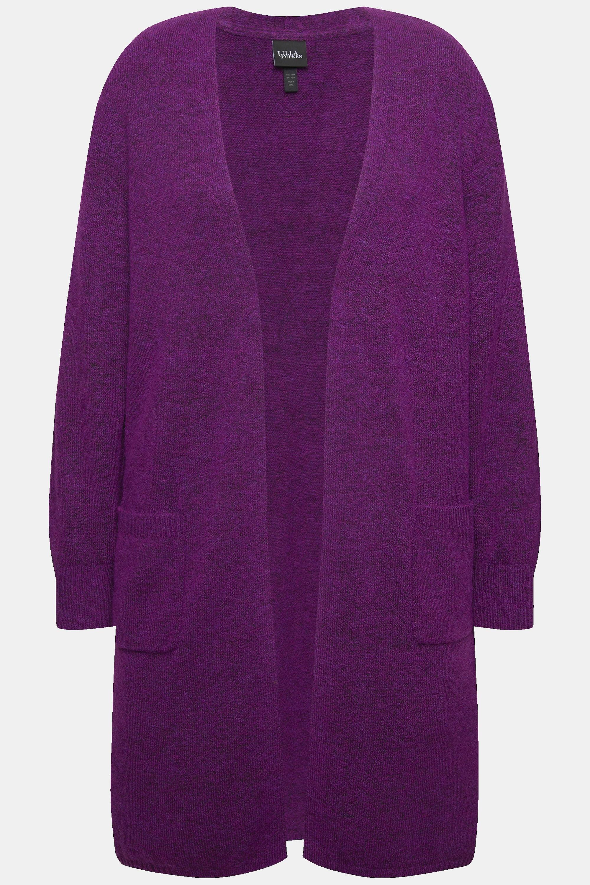 Ulla Popken Cardigan lungo stile aperto scollo a V tasche  