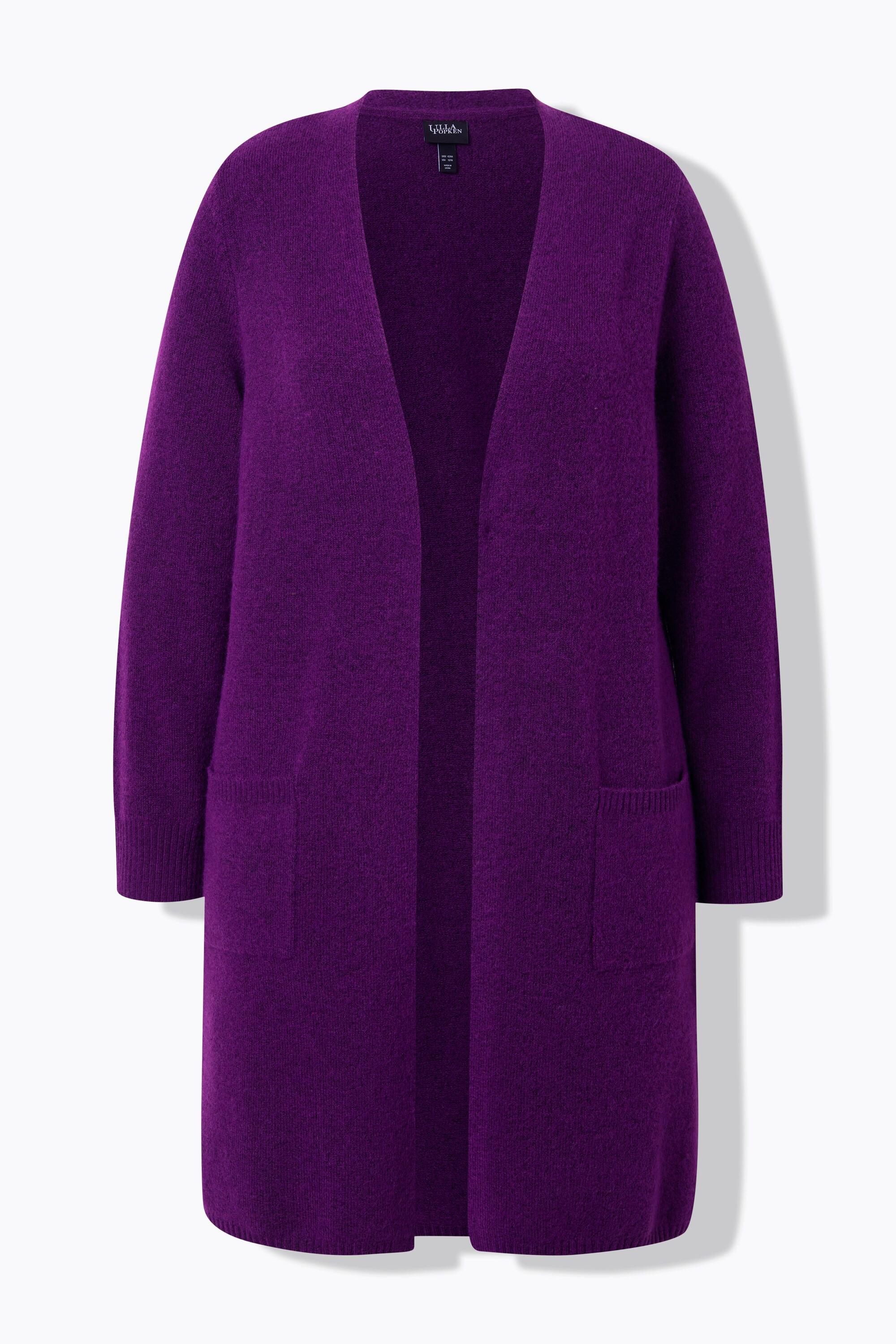 Ulla Popken Cardigan lungo stile aperto scollo a V tasche  