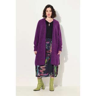 Ulla Popken Cardigan lungo stile aperto scollo a V tasche  