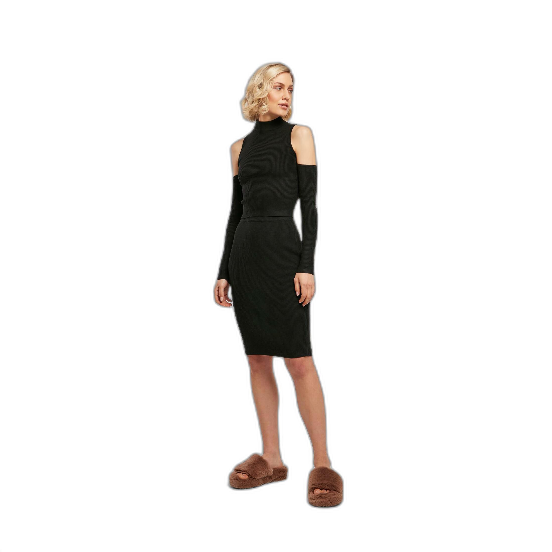 URBAN CLASSICS Maglietta a maniche lunghe a costine con spalle scoperte  