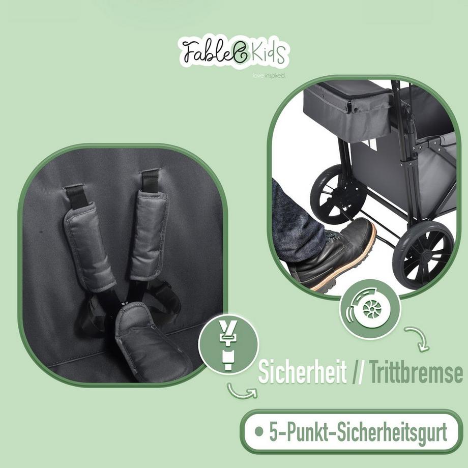 FableKids  LEO X2 Lite Carrello a Mano con tetto Pieghevole per il Trasporto 