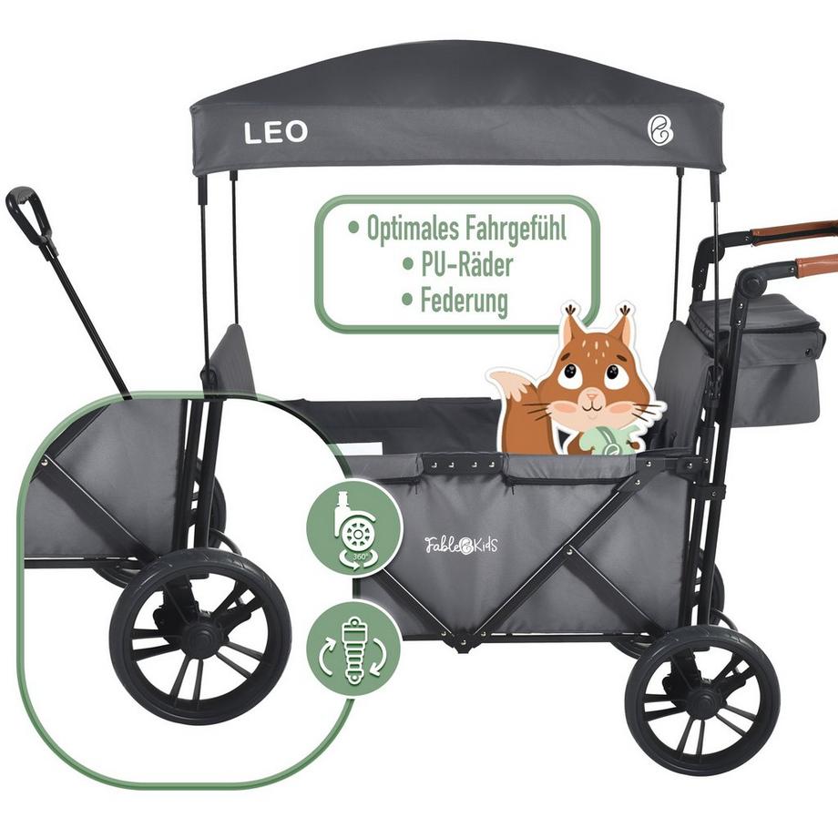 FableKids  LEO X2 Lite Carrello a Mano con tetto Pieghevole per il Trasporto 