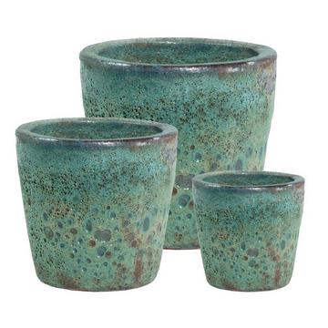 Vaso da fiori Duyen verde rotondo (set di 3)