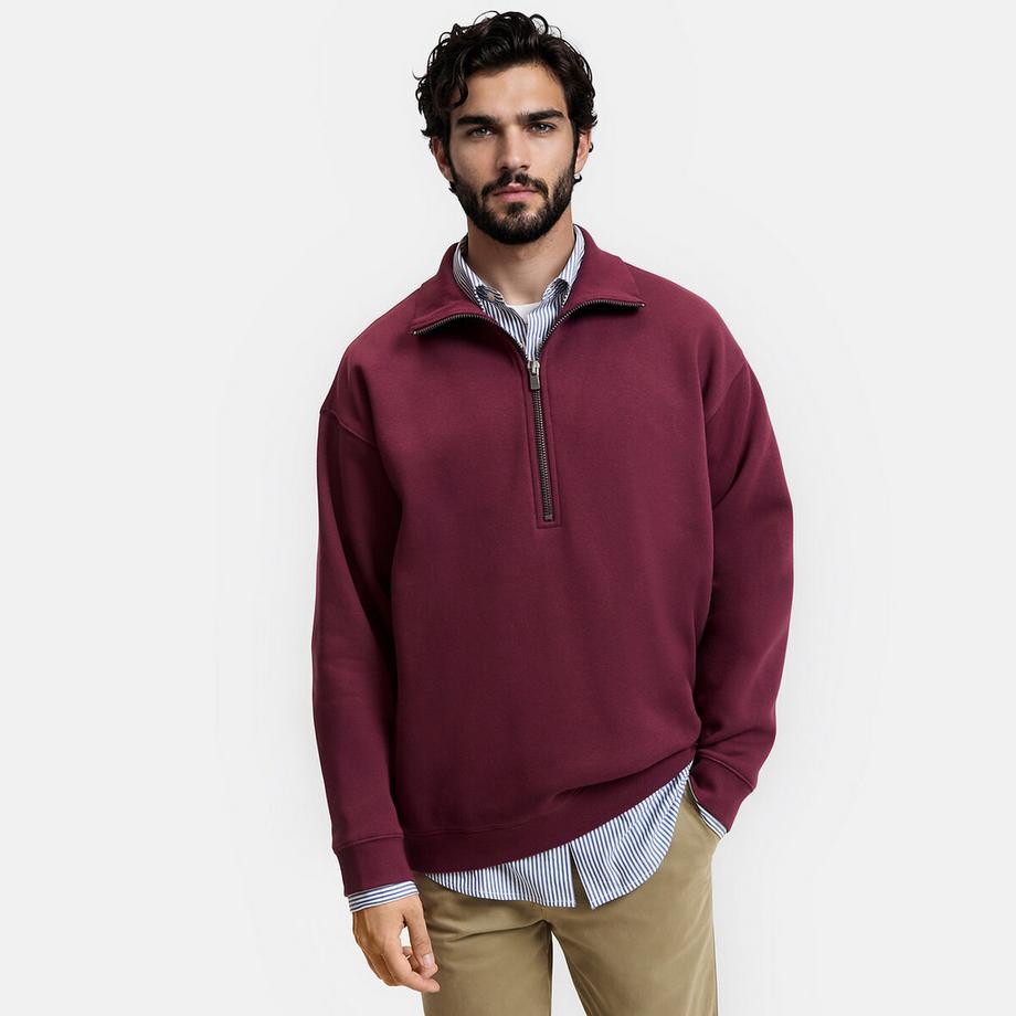 Sweatshirt mit Troyer-Kragen und Reissverschluss