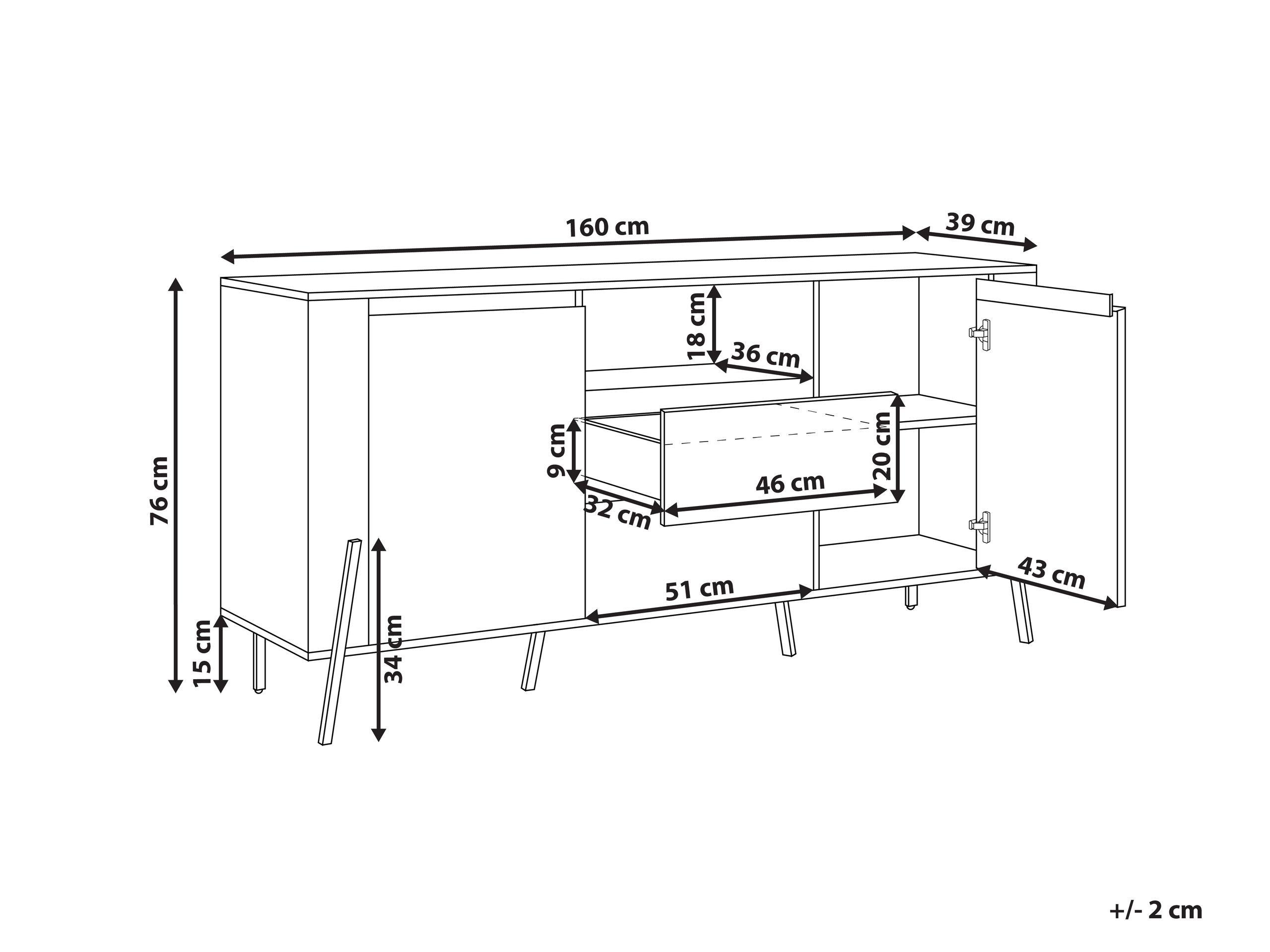 Beliani Sideboard mit 2 Türen aus Faserplatte Modern BLACKPOOL  