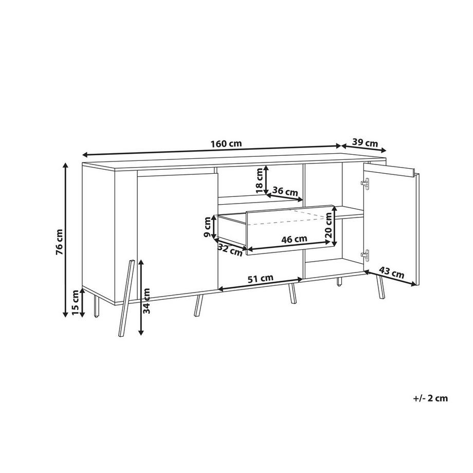 Beliani Sideboard mit 2 Türen aus Faserplatte Modern BLACKPOOL  