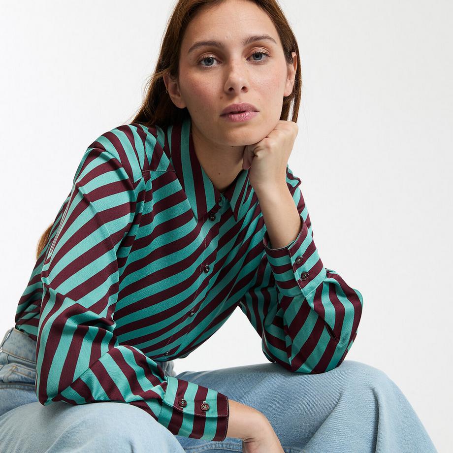 La Redoute Collections Gestreifte Langarm Satinbluse  