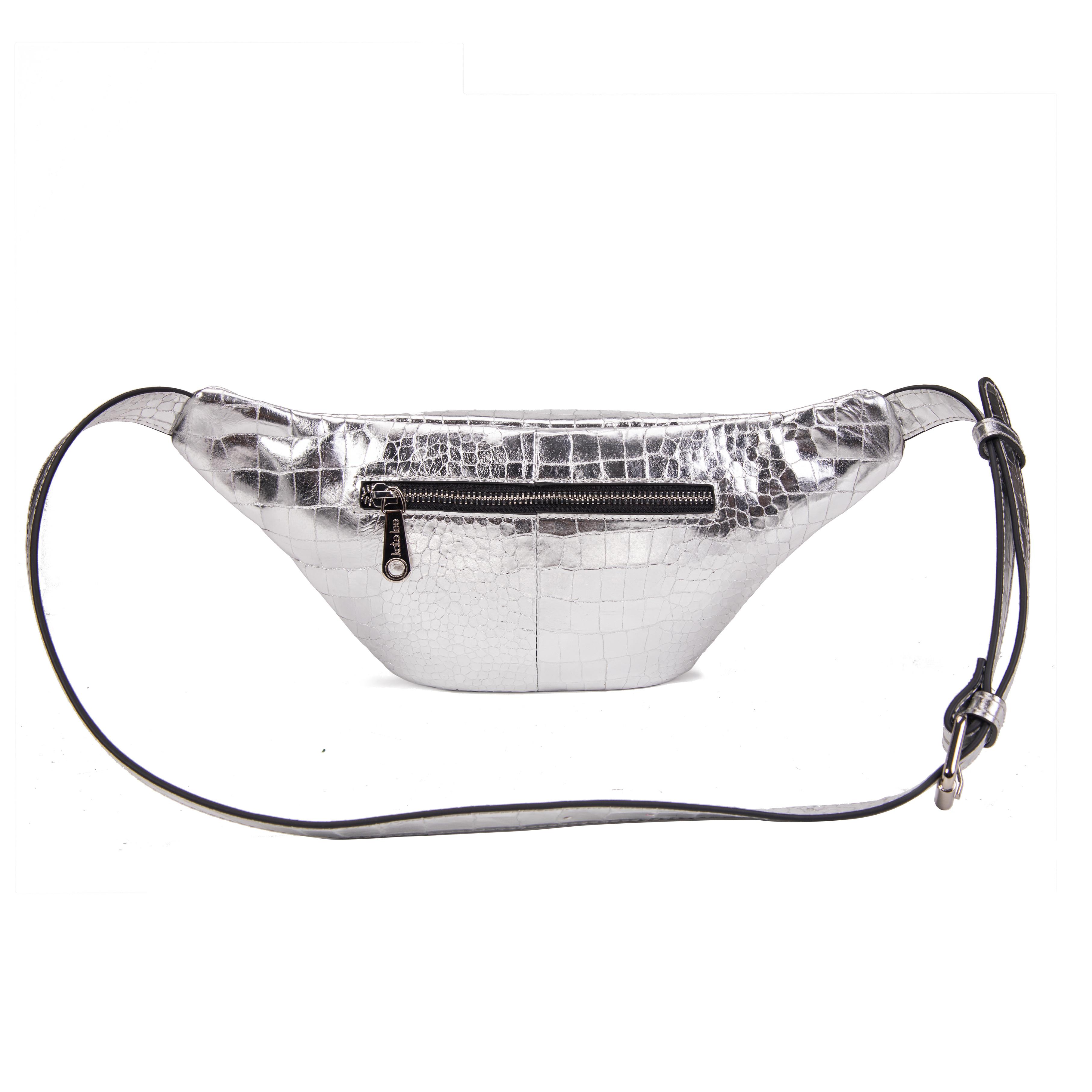 Kate Lee  sac banane en cuir Triomf croco argent 