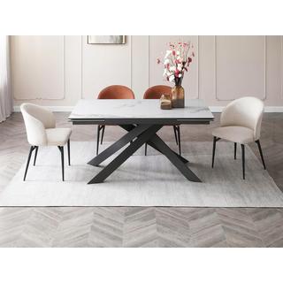 Maison Céphy Table à manger extensible 6 à 10 personnes en céramique, verre trempé et métal - Effet marbre blanc et anthracite - COREMA de Maison Céphy  