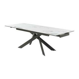 Maison Céphy Table à manger extensible 6 à 10 personnes en céramique, verre trempé et métal - Effet marbre blanc et anthracite - COREMA de Maison Céphy  
