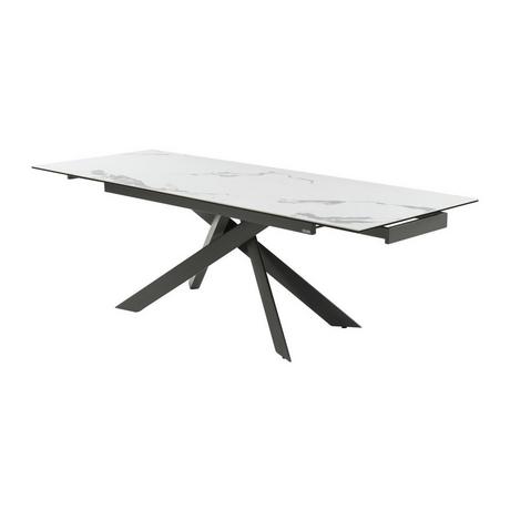 Maison Céphy Table à manger extensible 6 à 10 personnes en céramique, verre trempé et métal - Effet marbre blanc et anthracite - COREMA de Maison Céphy  