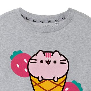 PUSHEEN T-Shirt Manches Courtes Imprimé Graphique  