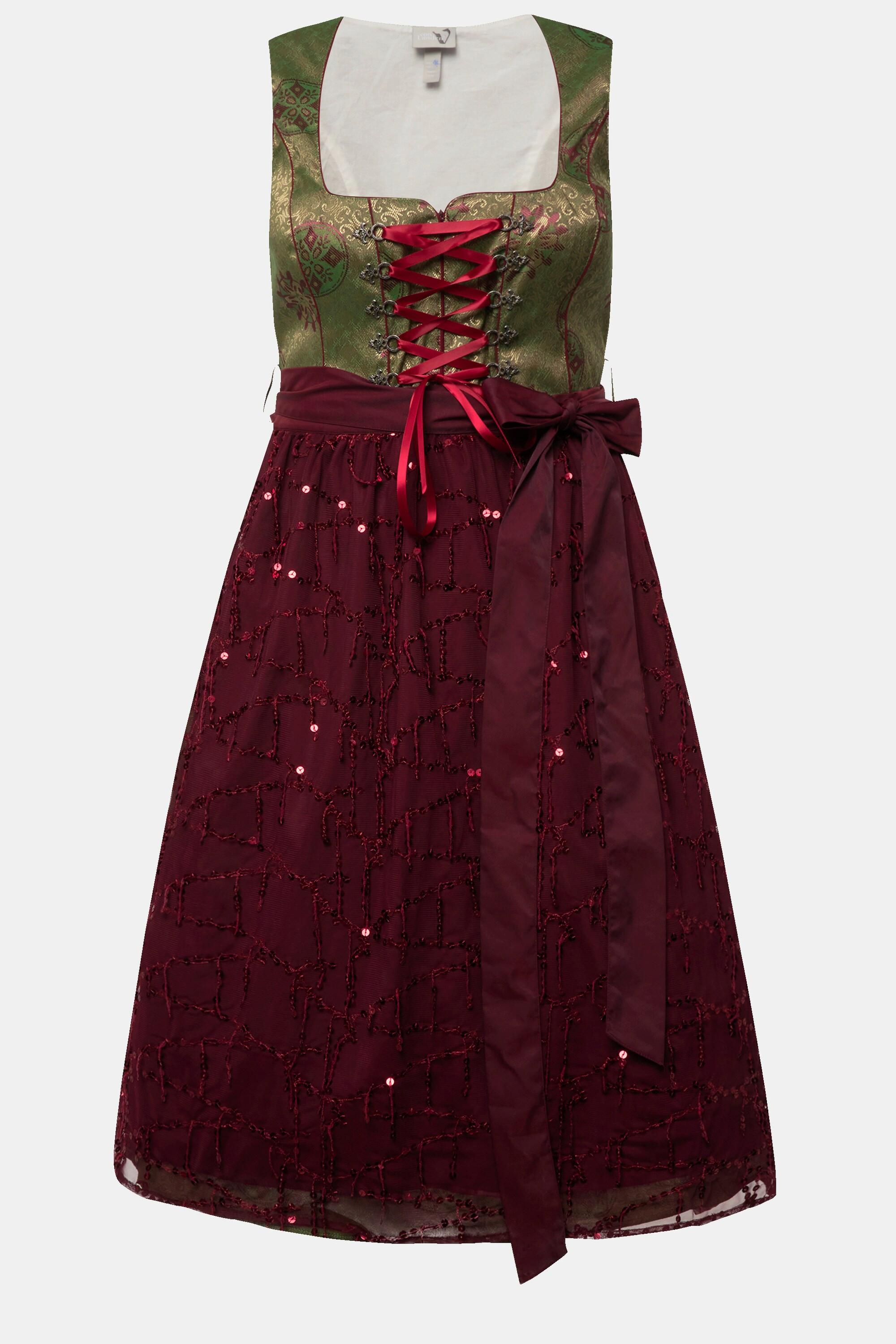 Ulla Popken Dirndl Ornamentale Scollo Quadrato Senza Maniche  