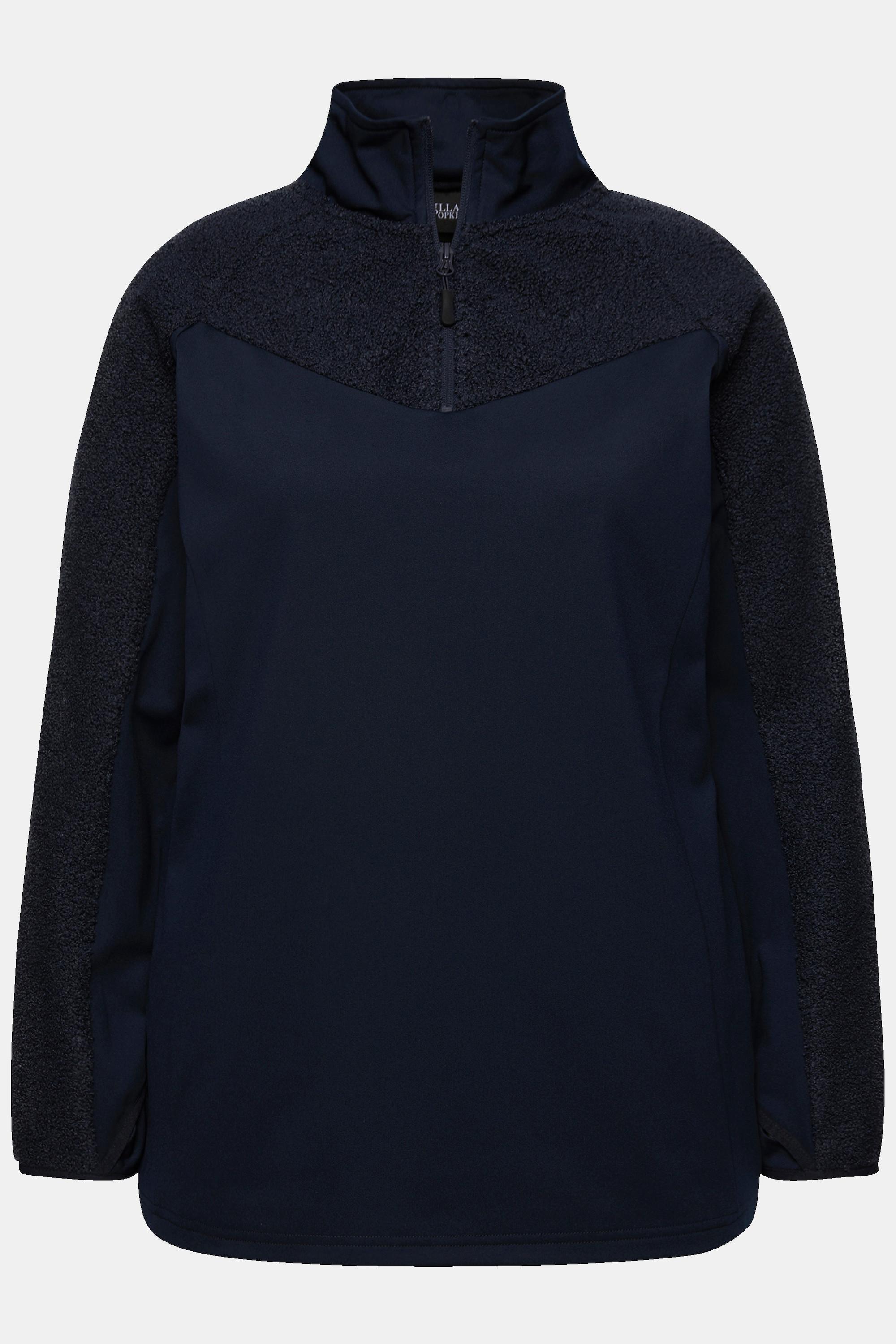 Ulla Popken Sweat-shirt stretch polaire teddy col camionneur manches longues  