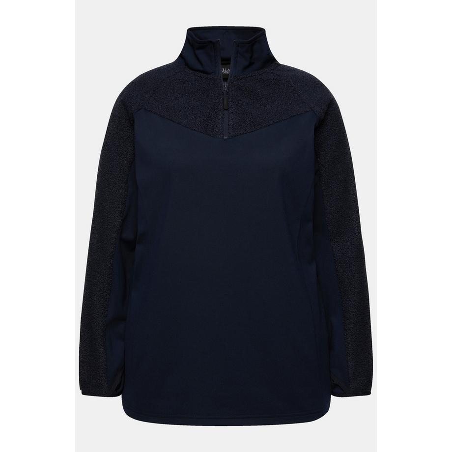 Ulla Popken Stretch Teddyfleece Troyerkragen Langarm Sweatshirt  