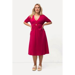 Ulla Popken  Jersey-Midikleid, A-Linie, V-Ausschnitt, Halbarm 