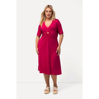 Ulla Popken  Jersey-Midikleid, A-Linie, V-Ausschnitt, Halbarm 