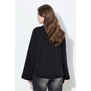 Ulla Popken Sweatshirt Schriftmotiv Rollkanten Rundhals Langarm  