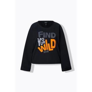 Ulla Popken Sweatshirt Schriftmotiv Rollkanten Rundhals Langarm  