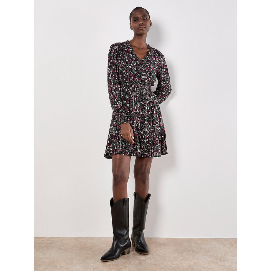 Verspieltes Mini-Kleid mit floralem Schimmermuster
