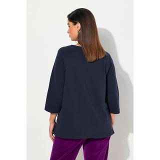 Ulla Popken  Sweatshirt, Querrippen, Rundhals, 3/4-Arm 