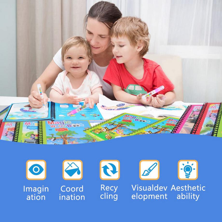 Activity-board  Livre de coloriage magique avec crayon à eau, jouets de dessin et de gribouillage pour enfants 