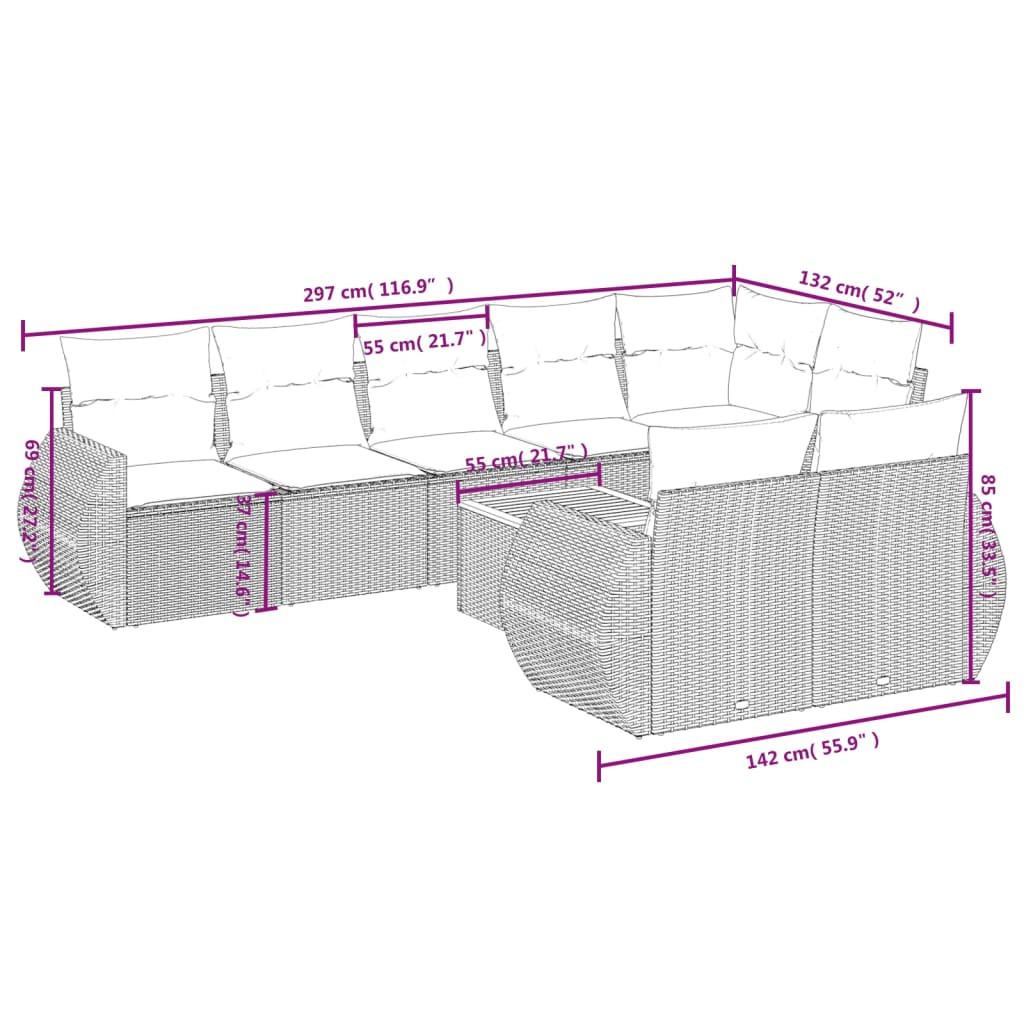 VidaXL Ensemble de canapés de jardin rotin synthétique  