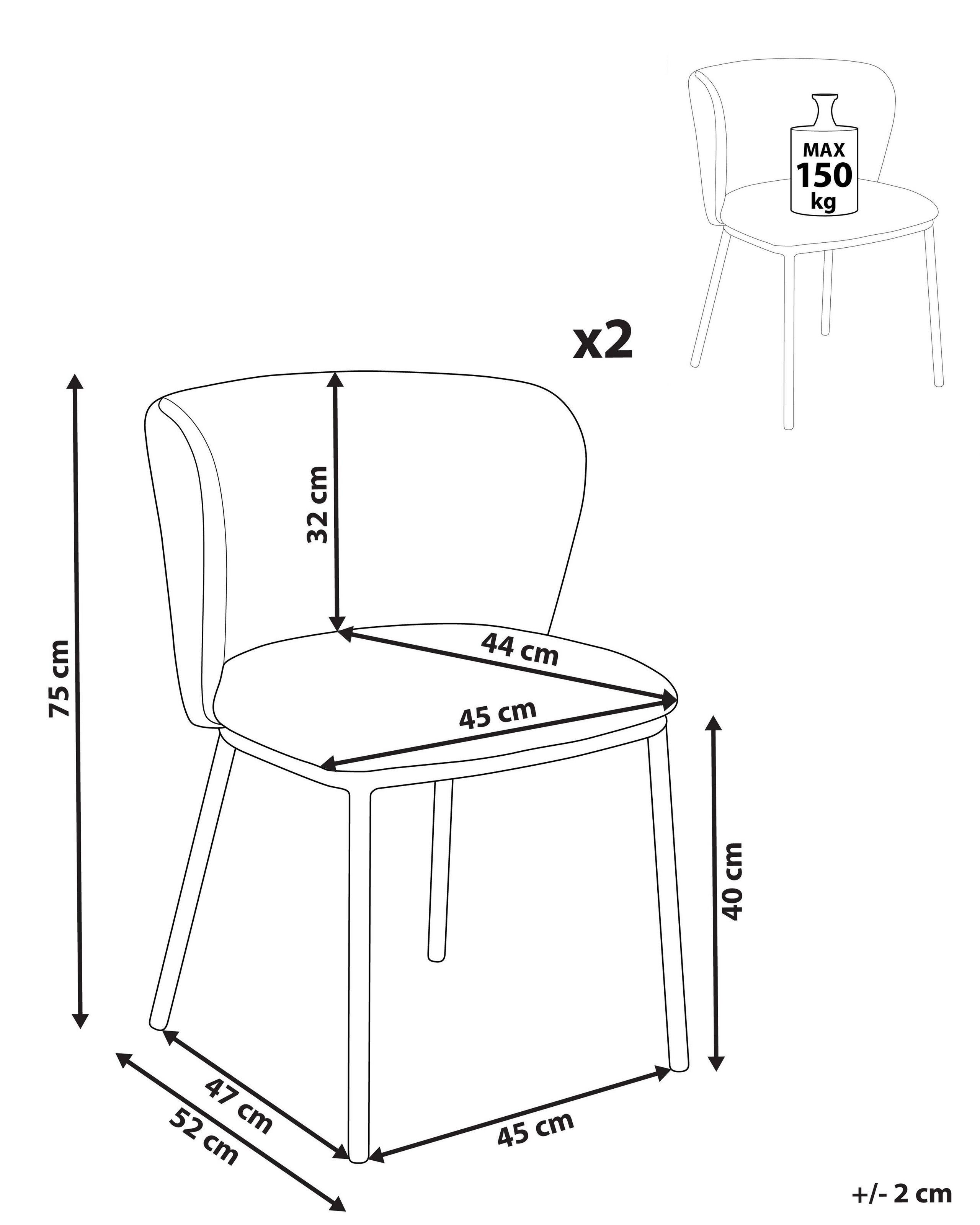 Beliani Lot de 2 chaises en Polyester Moderne MINA  