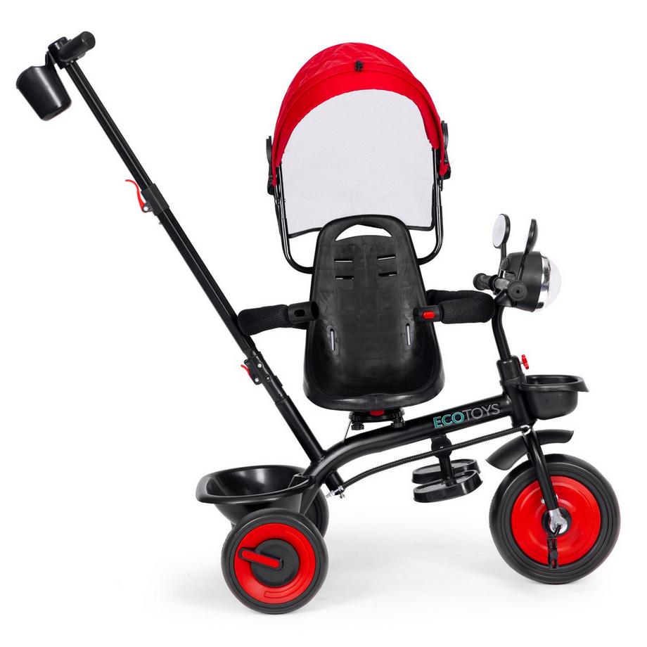 Northio  Passeggino triciclo per bambini 3 in 1 con sedile girevole, cappottina, rosso, ECOTOYS 