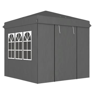 Gazebo 2,5 x 2,5 m, gazebo pieghevole pieghevole idrorepellente, stabile, resistente all'inverno, protezione UV 50+, tenda per feste pieghevole, tenda da giardino con 4 pannelli laterali, gazebo da giardino tascabile per campeggio, giardino, grigio scuro