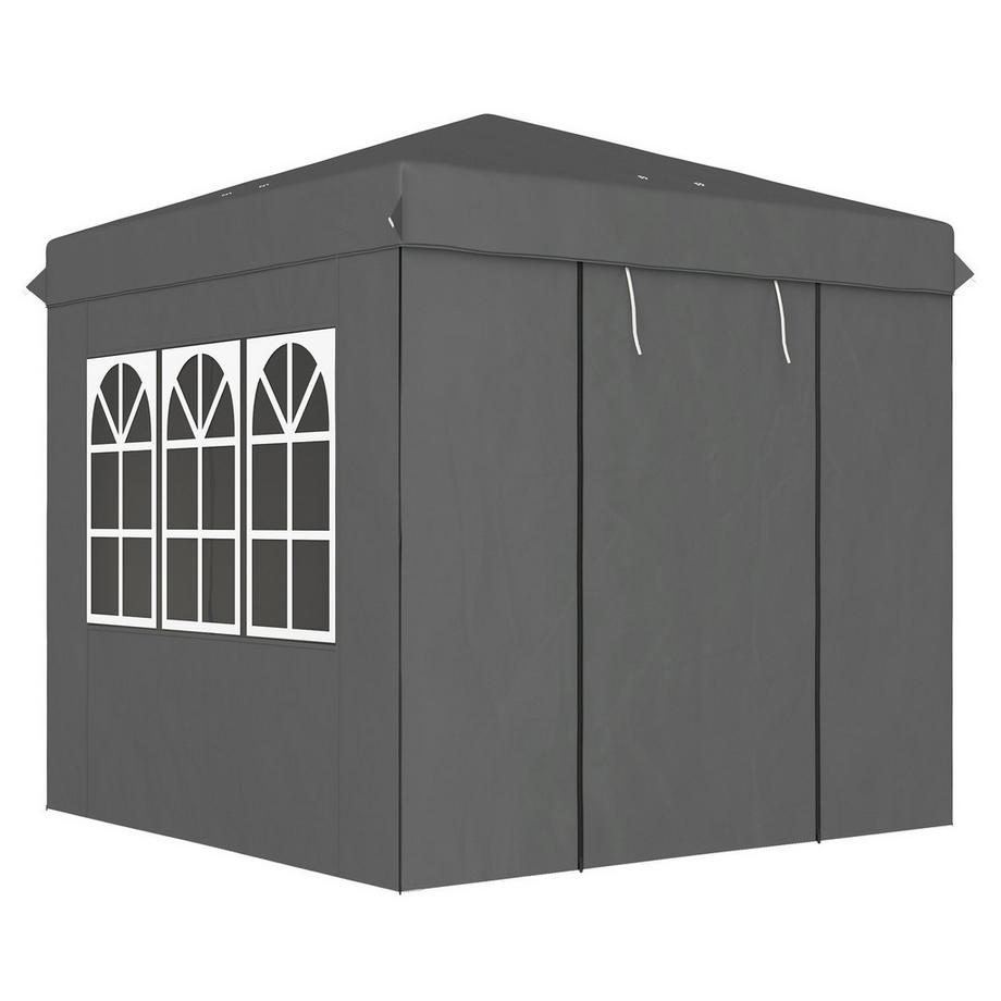 Northio Gazebo 2,5 x 2,5 m, gazebo pieghevole pieghevole idrorepellente, stabile, resistente all'inverno, protezione UV 50+, tenda per feste pieghevole, tenda da giardino con 4 pannelli laterali, gazebo da giardino tascabile per campeggio, giardino, grigio scuro  