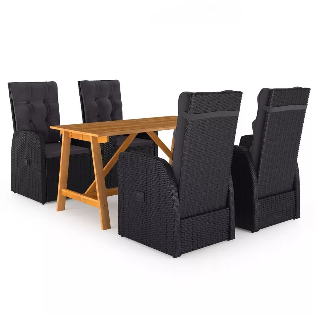 vidaXL Ensemble à manger de jardin 5 pcs Noir