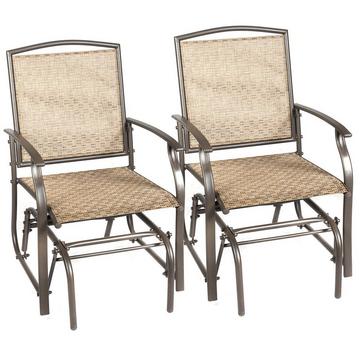 2 chaises à bascule salon de jardin avec structure en métal 58 x 70 x 94 cm marron