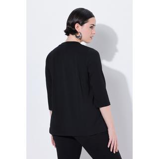 Ulla Popken T-shirt Motif Lettre Col Rond Col Montant Manches 3/4  