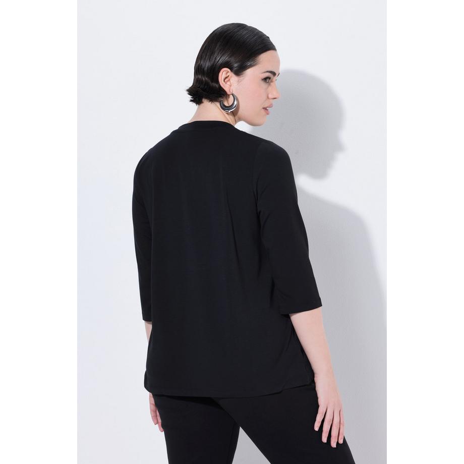 Ulla Popken T-Shirt Schriftmotiv Rundhals Stehkragen 3/4-Arm  