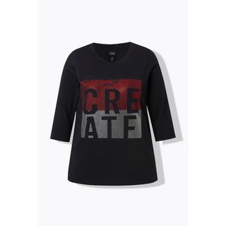 Ulla Popken T-shirt Motif Lettre Col Rond Col Montant Manches 3/4  