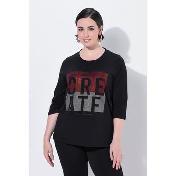 T-shirt avec message imprimé, manches 3/4 et décolleté rond