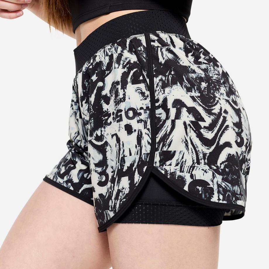DOMYOS  Shorts femme 2-en-1 fitness synthétique 
