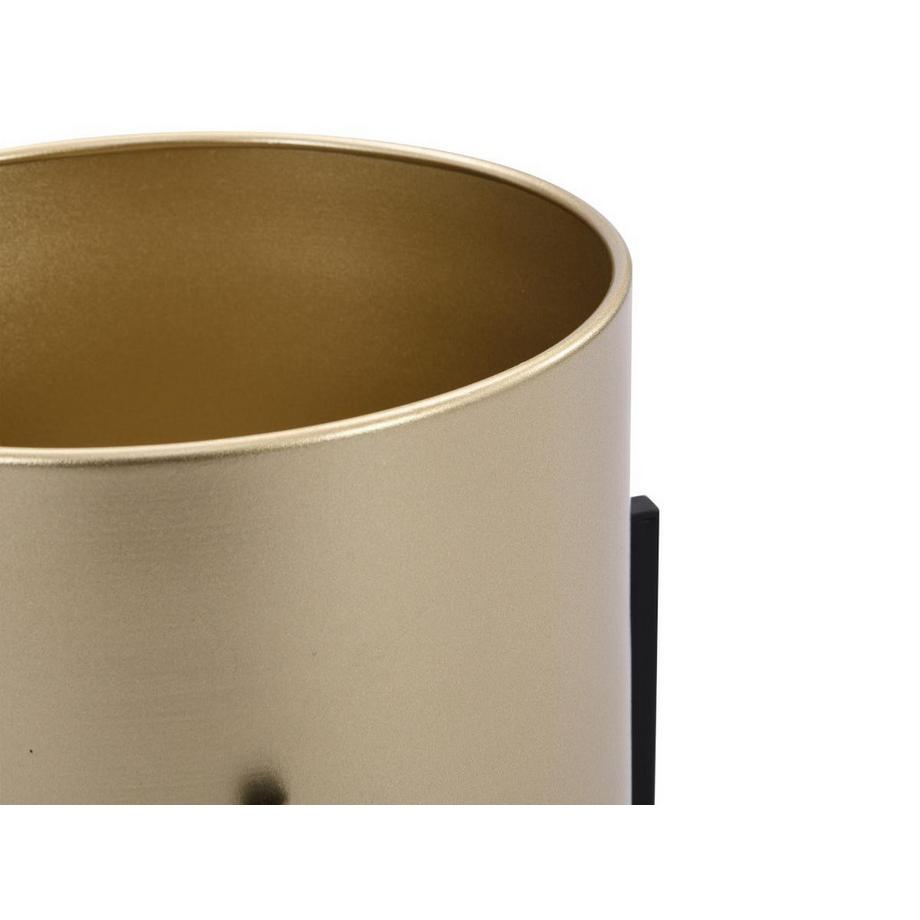 Vente-unique Lot de 2 cache-pots sur pied en métal - D. 25 x H. 39 et D. 23 x H. 35.5 - Doré et noir  - EDMEE  