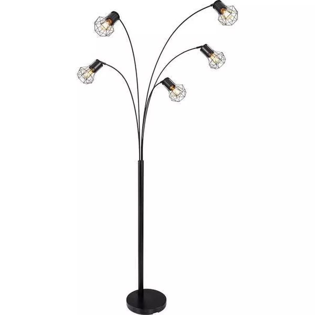 mutoni – Stehleuchte Priska Metall matt 5xE27, One Size, Schwarz