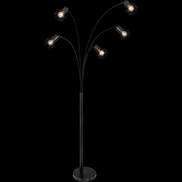 mutoni Lampada da terra Priska metallo nero opaco 5xE27  