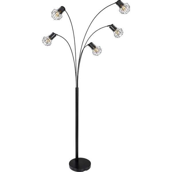 mutoni Lampada da terra Priska metallo nero opaco 5xE27  