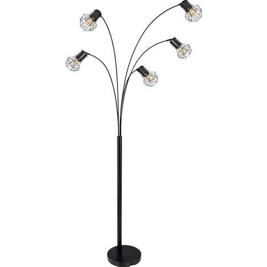 mutoni Lampada da terra Priska metallo nero opaco 5xE27  