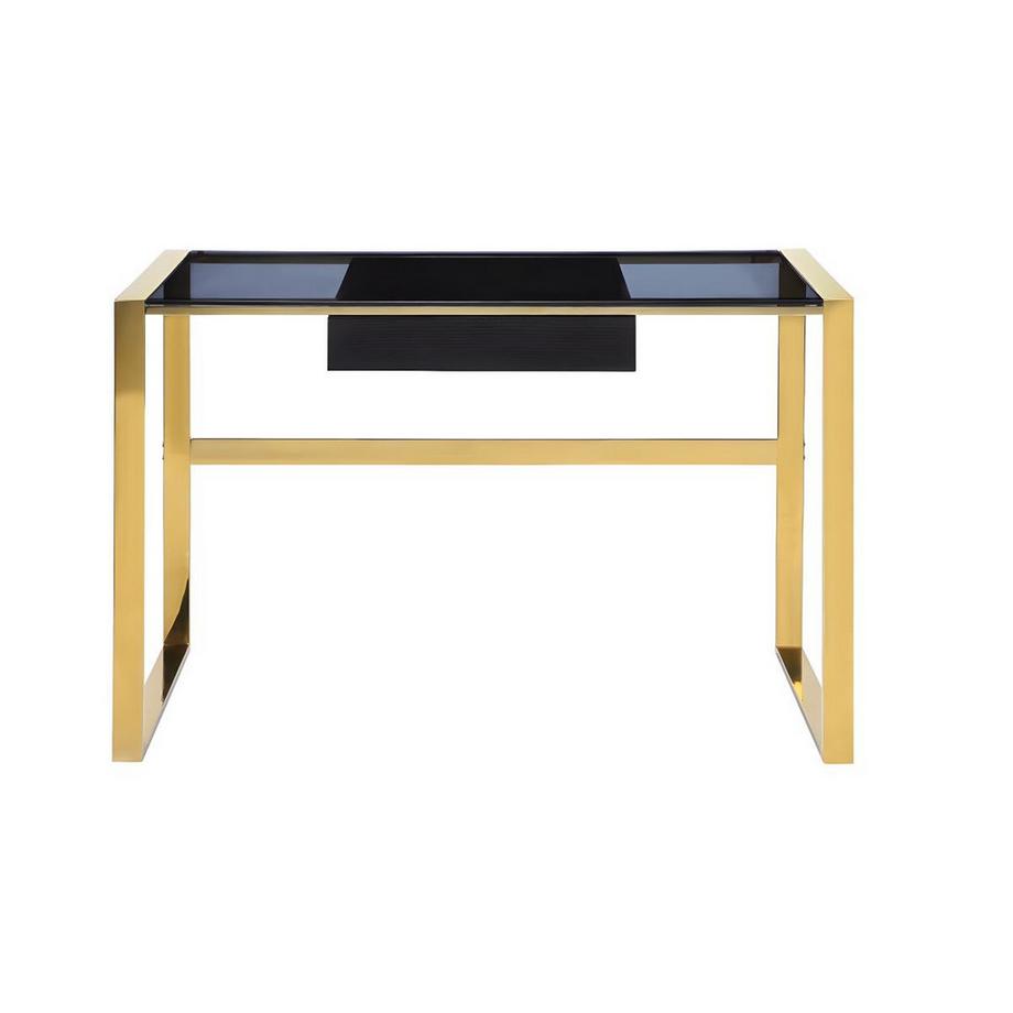 Vente-unique Schreibtisch mit 1 Schublade Glas Stahl Goldfarben SALI  
