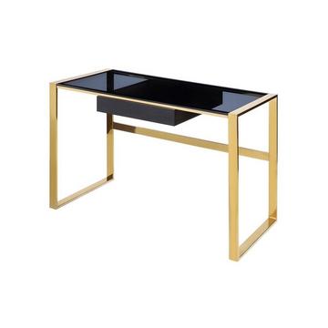 Schreibtisch mit 1 Schublade Glas Stahl Goldfarben SALI