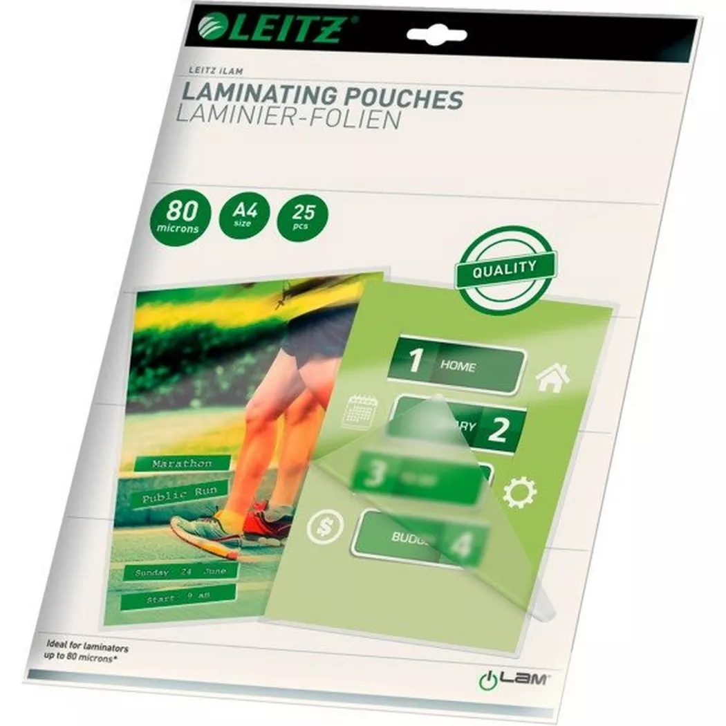 Leitz iLAM Premium Glossy A4 Laminating Pouches, 80 microns, Pack of 25