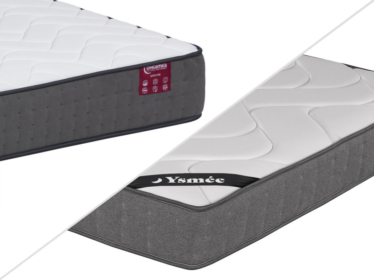 Ysmée Ensemble 160 x 200 cm sommier coffre blanc + matelas ressorts ensachés 5 zones accueil mémoire de forme ép.23cm - BABYLONE de YSMÉE  